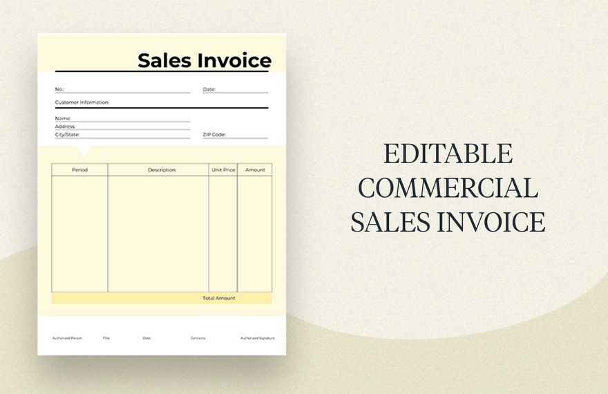 Editable Commercial Sales Invoice Template in Excel, Word, Photoshop, Illustrator, Google Docs, Pages - Download | Template.net