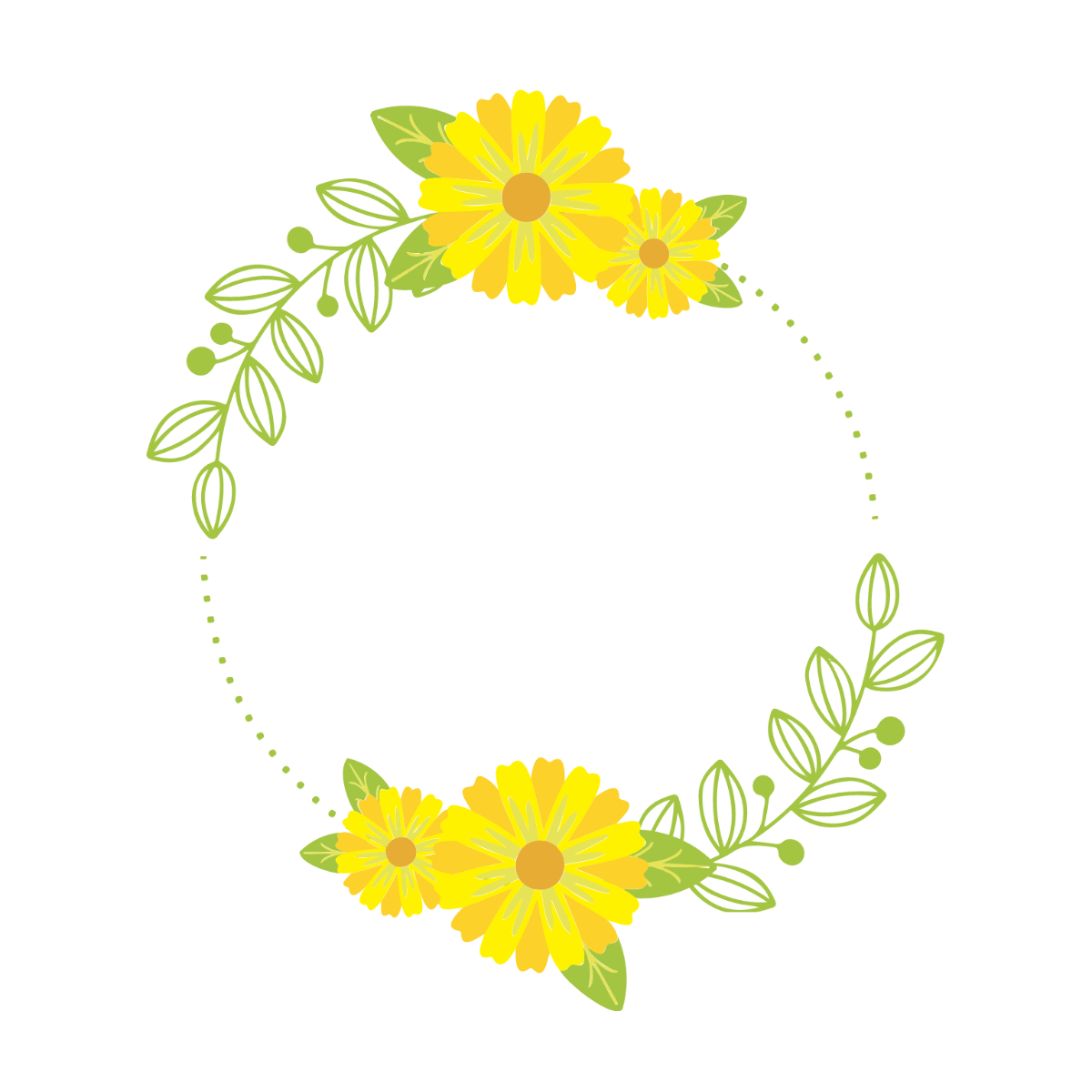 Spring Floral Wreath Clipart Template
