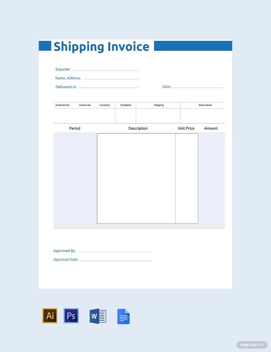 Commercial Shipping Invoice Template
