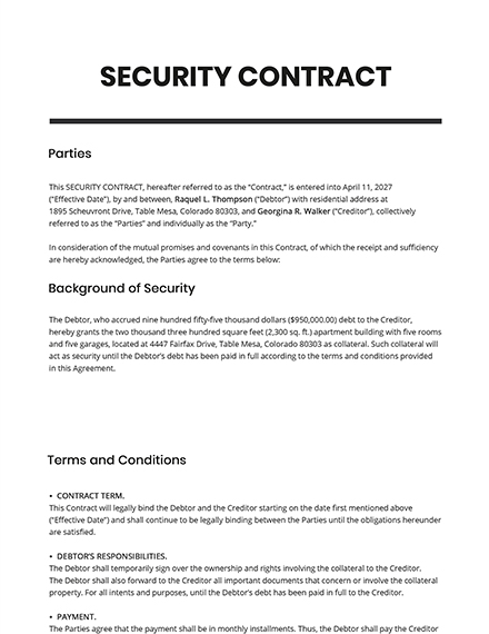 FREE Security Agreement Templates in PDF | Template.net