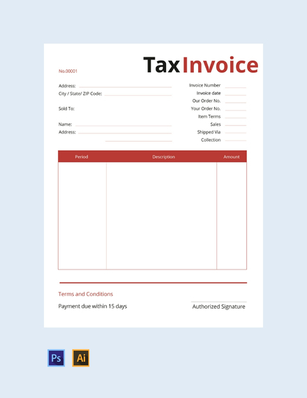 FREE Commercial Tax Invoice Template - PDF | Word (DOC) | Excel | PSD ...