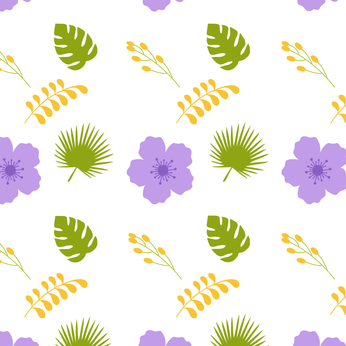 Tropical Floral Pattern Clipart Template