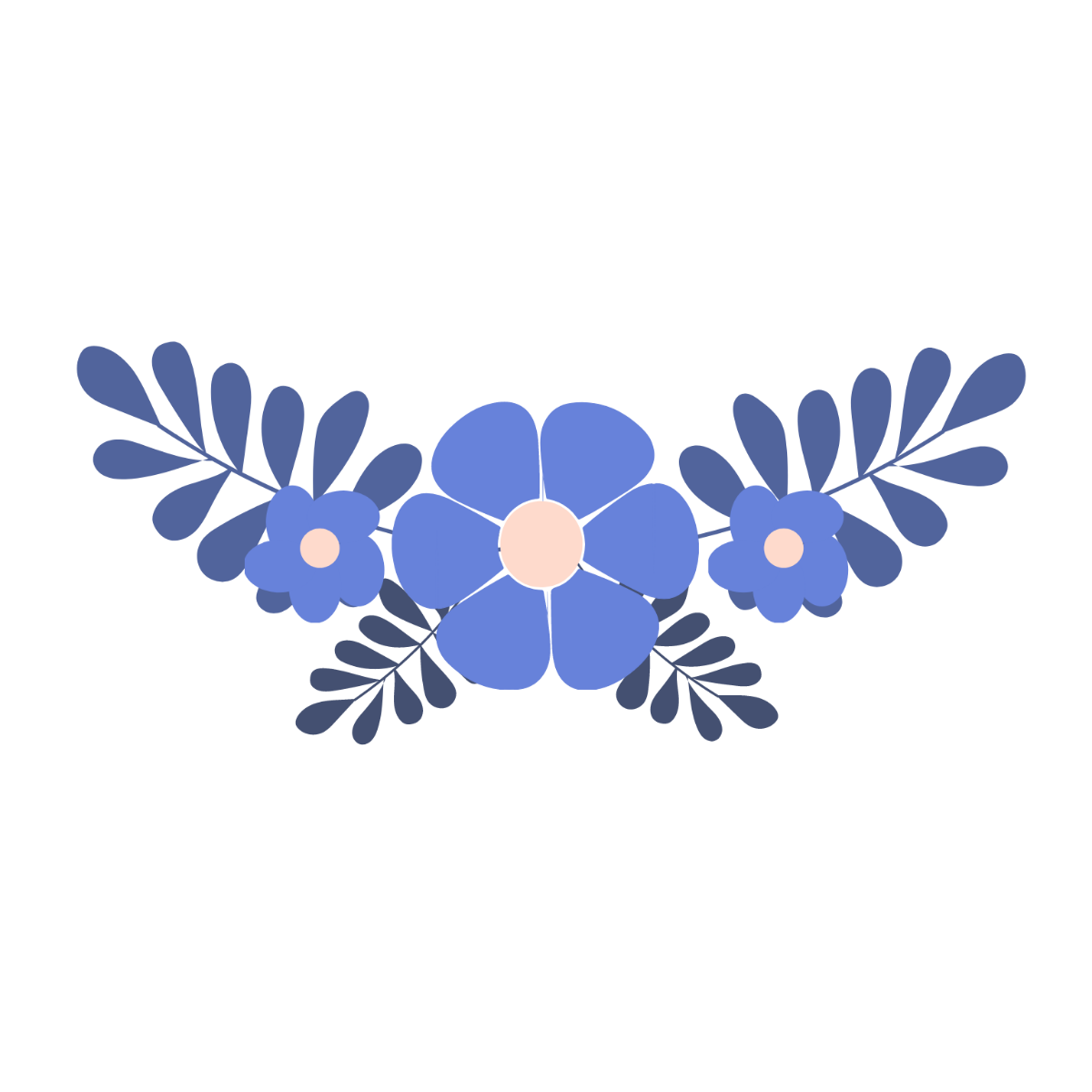 Blue Floral Clipart Template