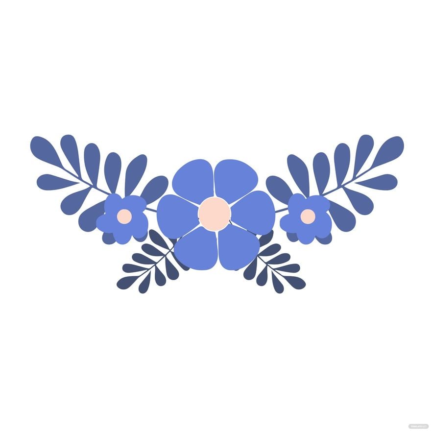 Blue Floral Clipart in Illustrator
