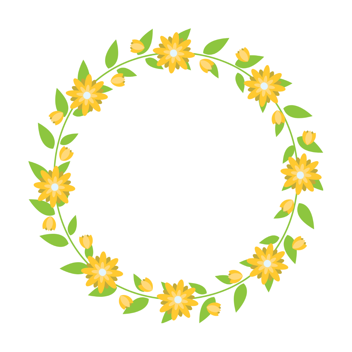 Floral Laurel Wreath Clipart Template