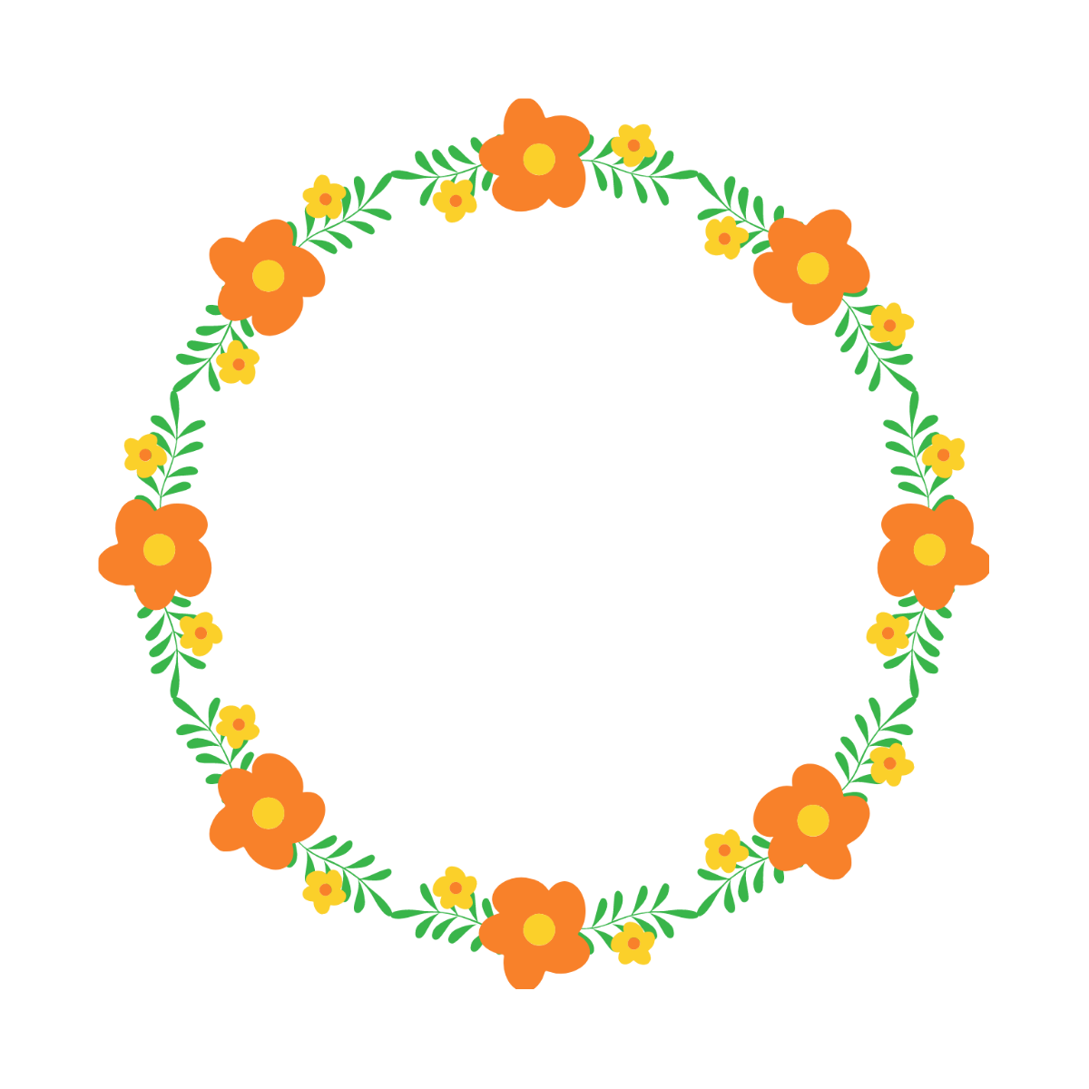 Round Floral Wreath Clipart Template