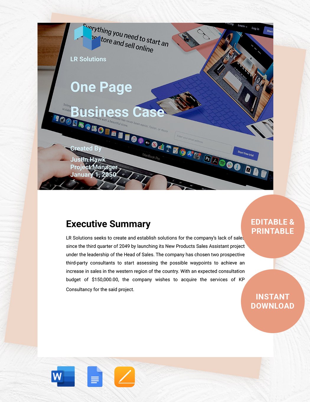 One-page Business Case Template