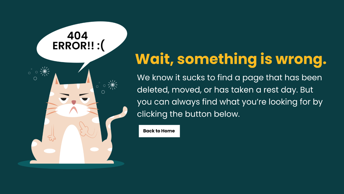 Free 404 Error Message One Page