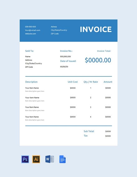 6+ FREE Accounting Invoice Templates - Word (DOC) | Excel ...