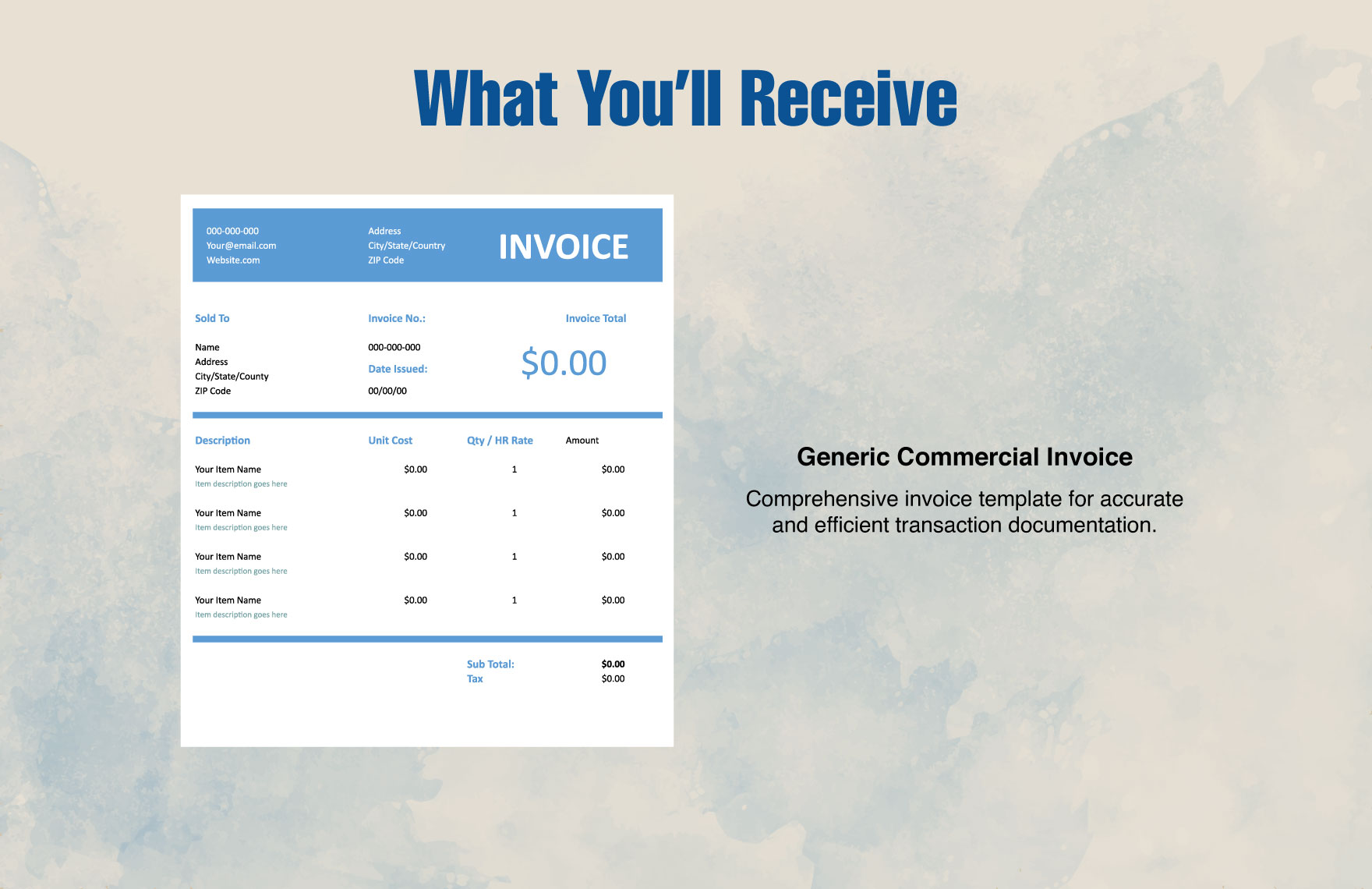 Generic Commercial Invoice Template