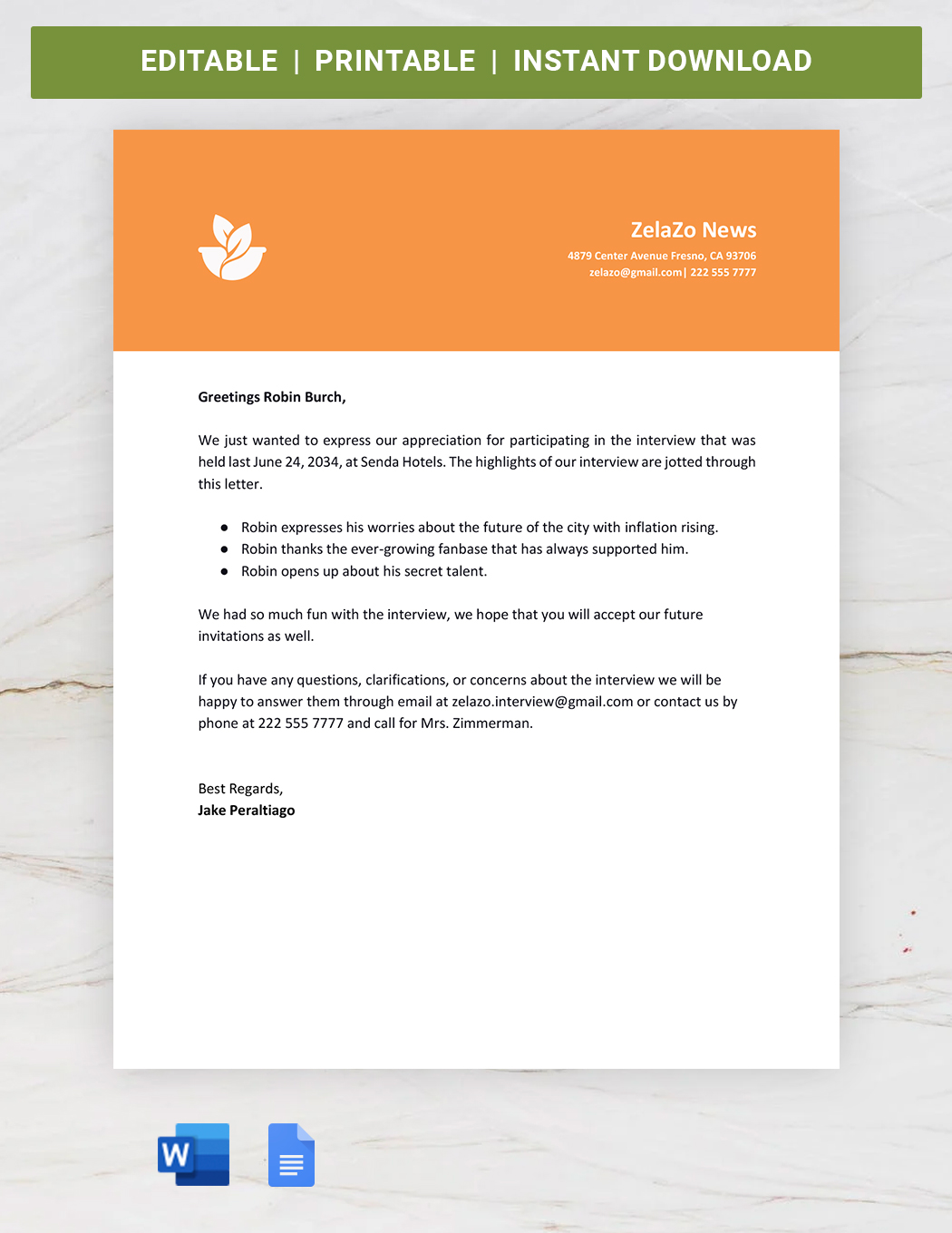 FREE Interview Template - Download in Word, Google Docs, Excel, PDF ...