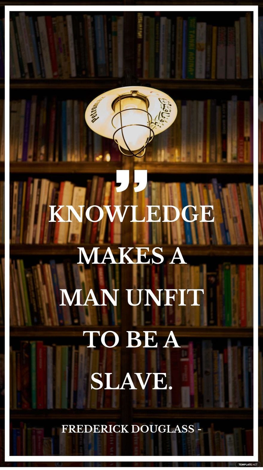 Frederick Douglass - Knowledge makes a man unfit to be a slave.
