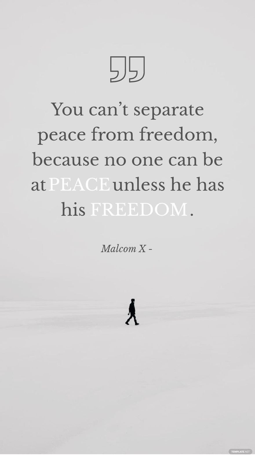 Free Malcom X - You can’t separate peace from freedom, because no one can be at peace unless he has his freedom. in JPG