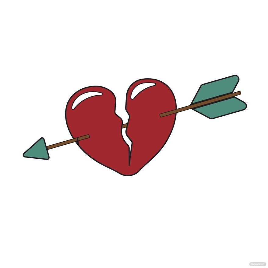 Free Broken Heart With Arrow Clipart - Illustrator 