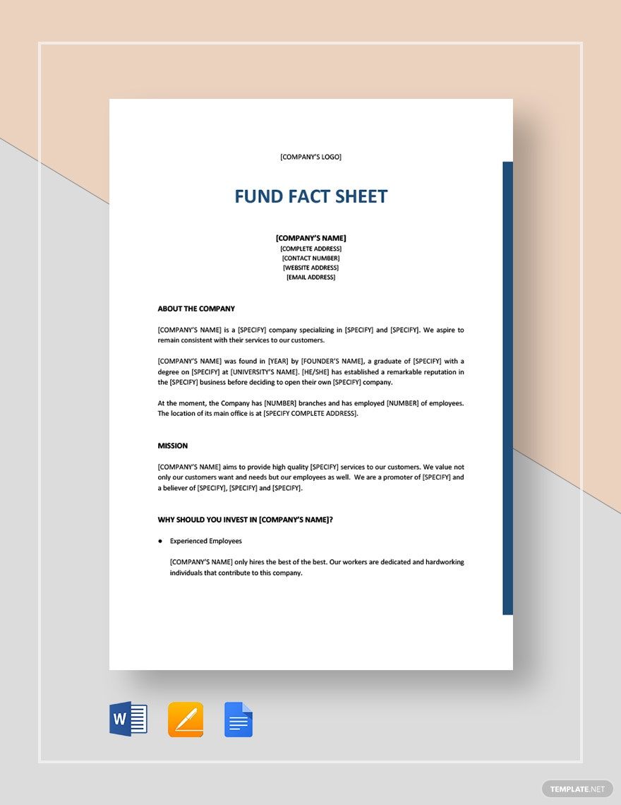 Fund Fact Sheet Template