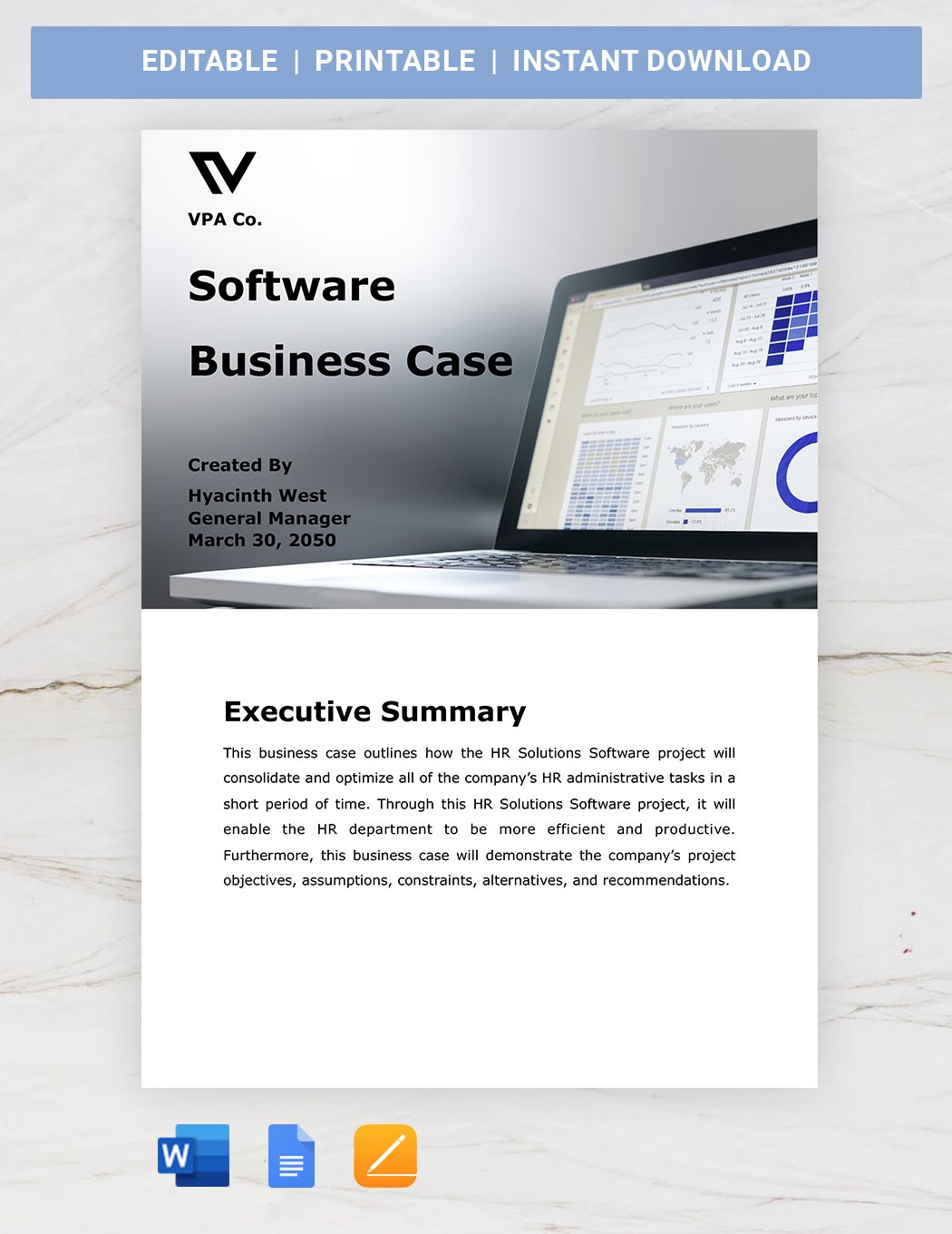Software Business Case Template
