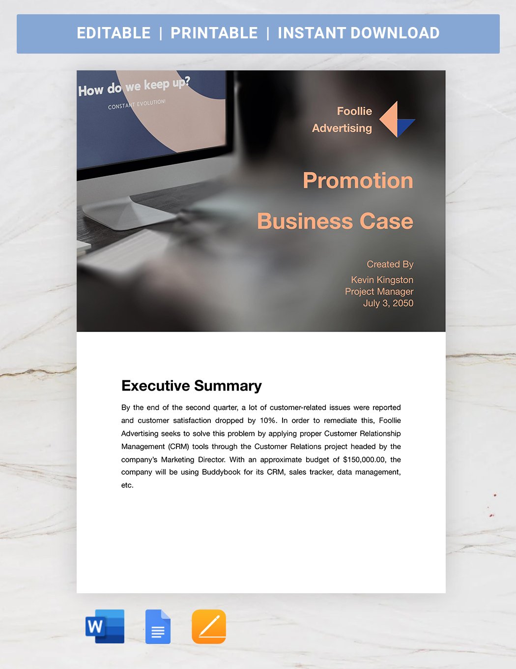 Promotion Business Case Template in Word, Google Docs, Apple Pages