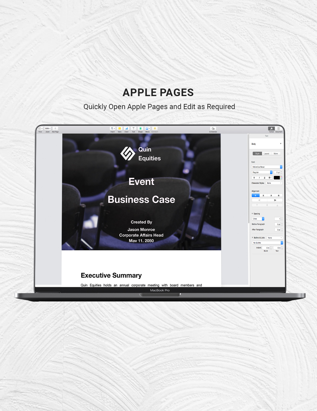 Event Business Case Template
