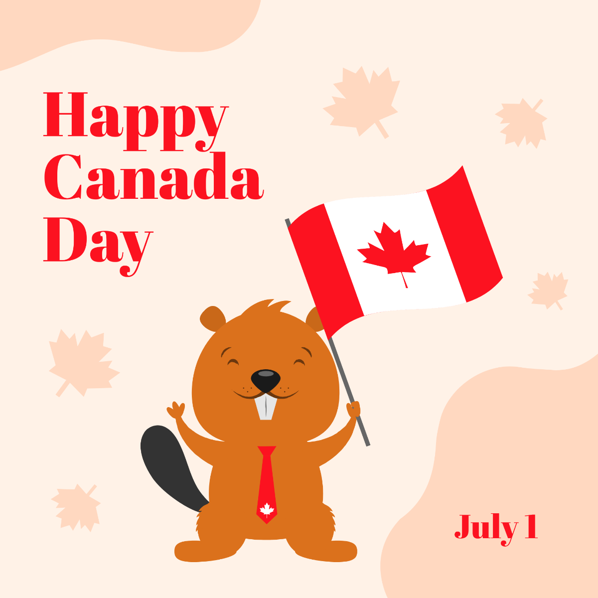 Free Cute Happy Canada Day Template