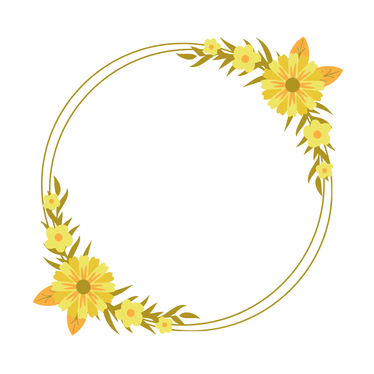 Round Floral Border Clipart Template