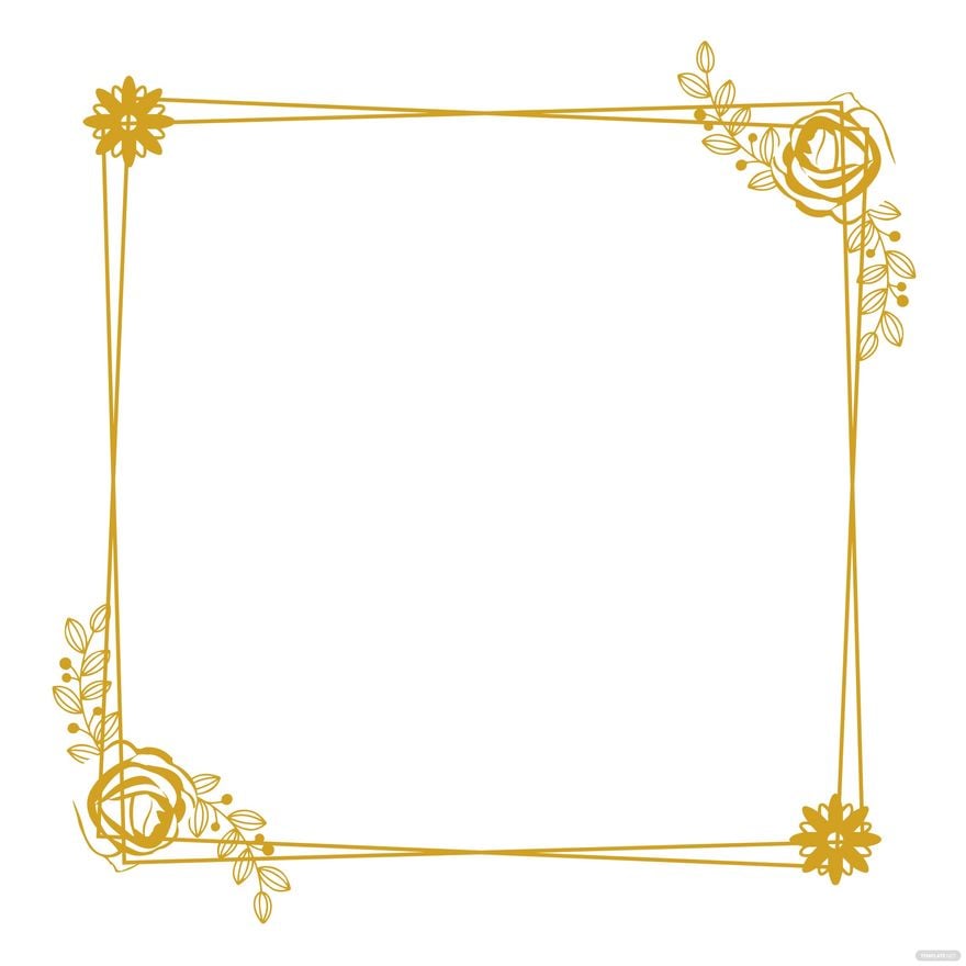 Floral Gold Frame Clipart in Illustrator