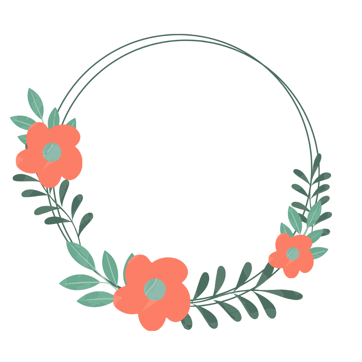Watercolor Floral Wreath Clipart Template