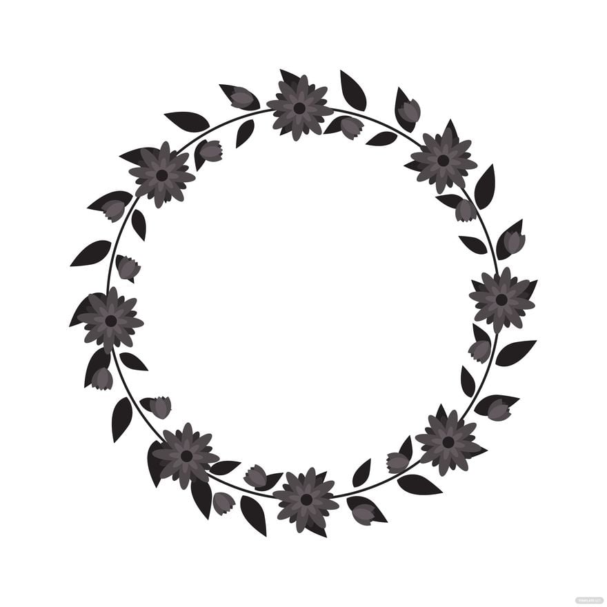 Free Black Floral Wreath Clipart in Illustrator