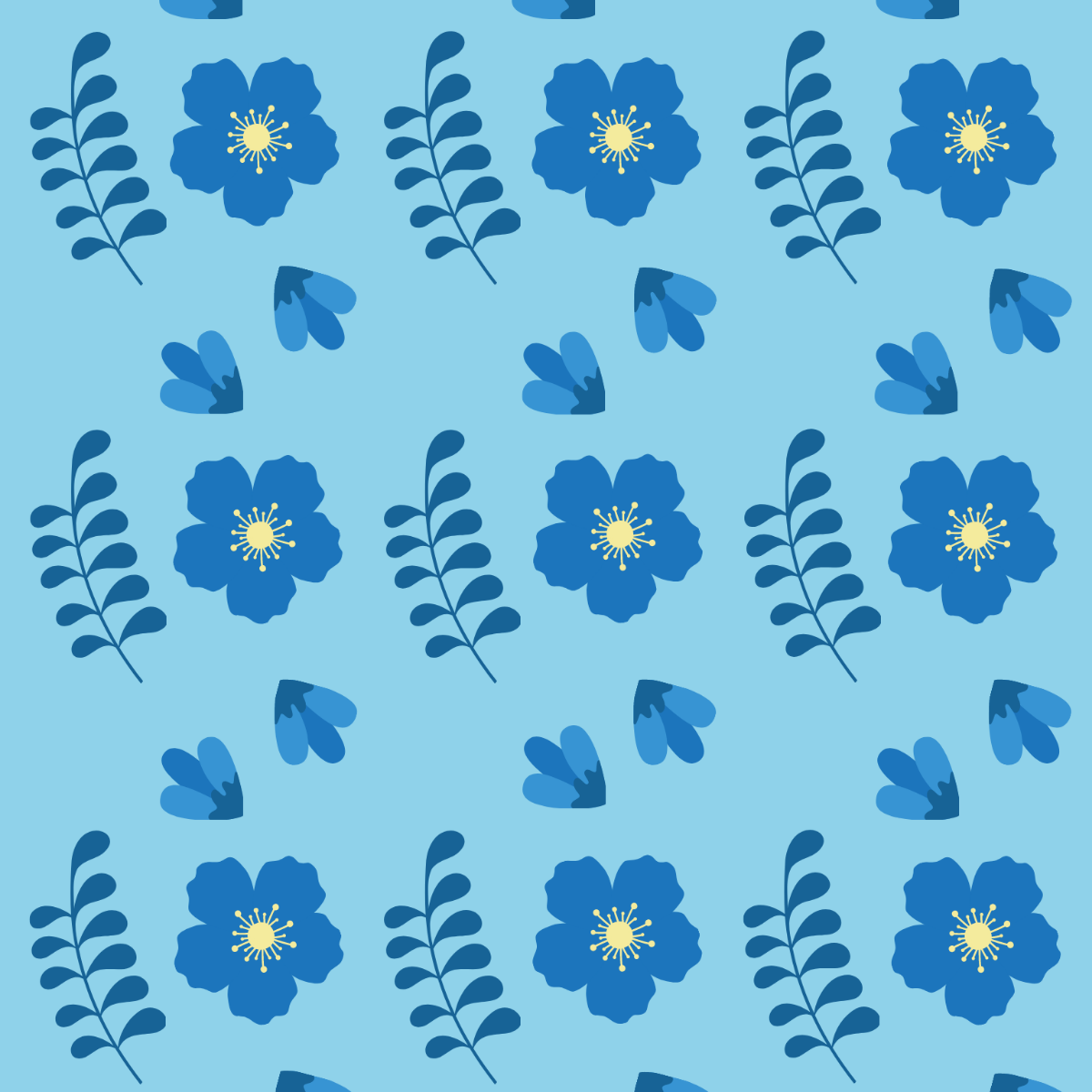 Blue Floral Background Clipart Template