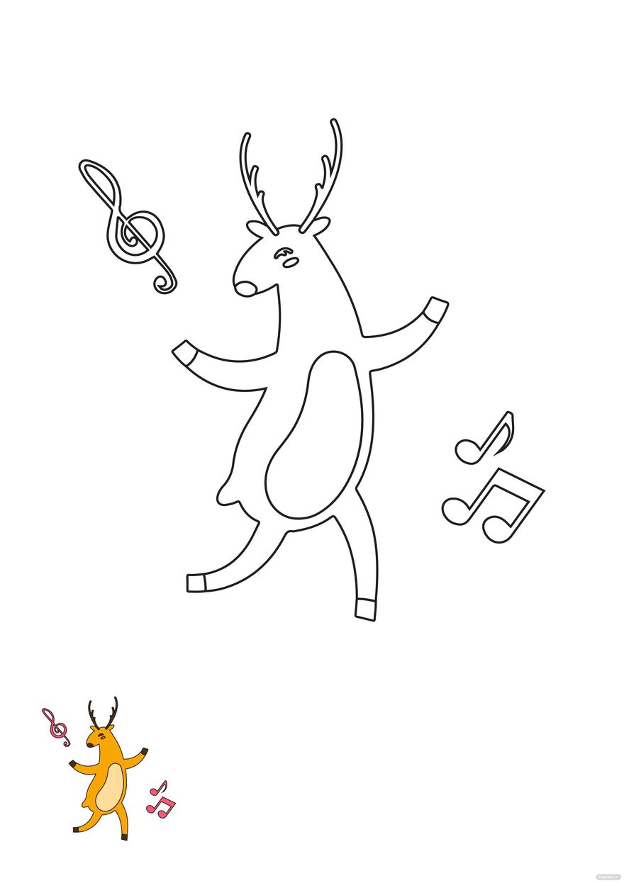 Dancing Deer Coloring Page