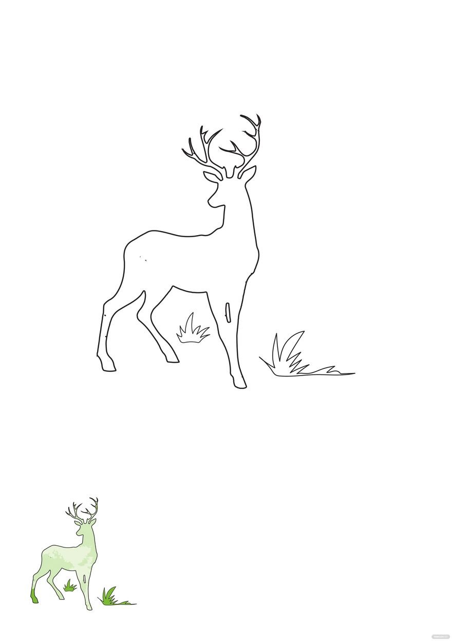 Free Watercolor Deer Coloring Page