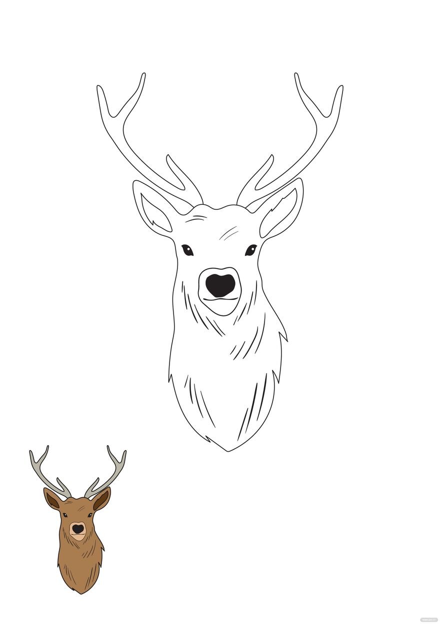 Free Stag Head Coloring Page