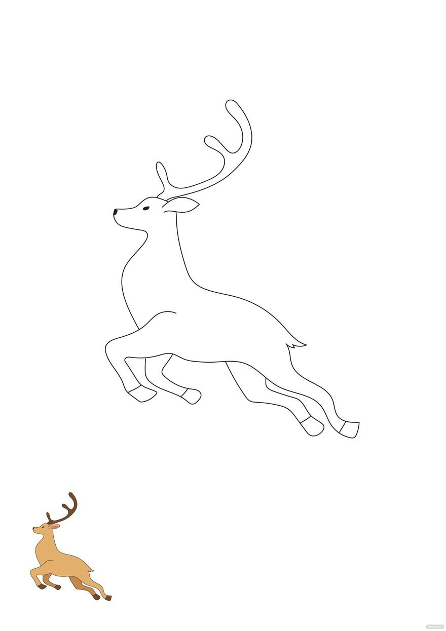 Running Deer Coloring Page