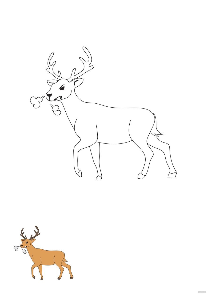 Free Angry Deer Coloring Page