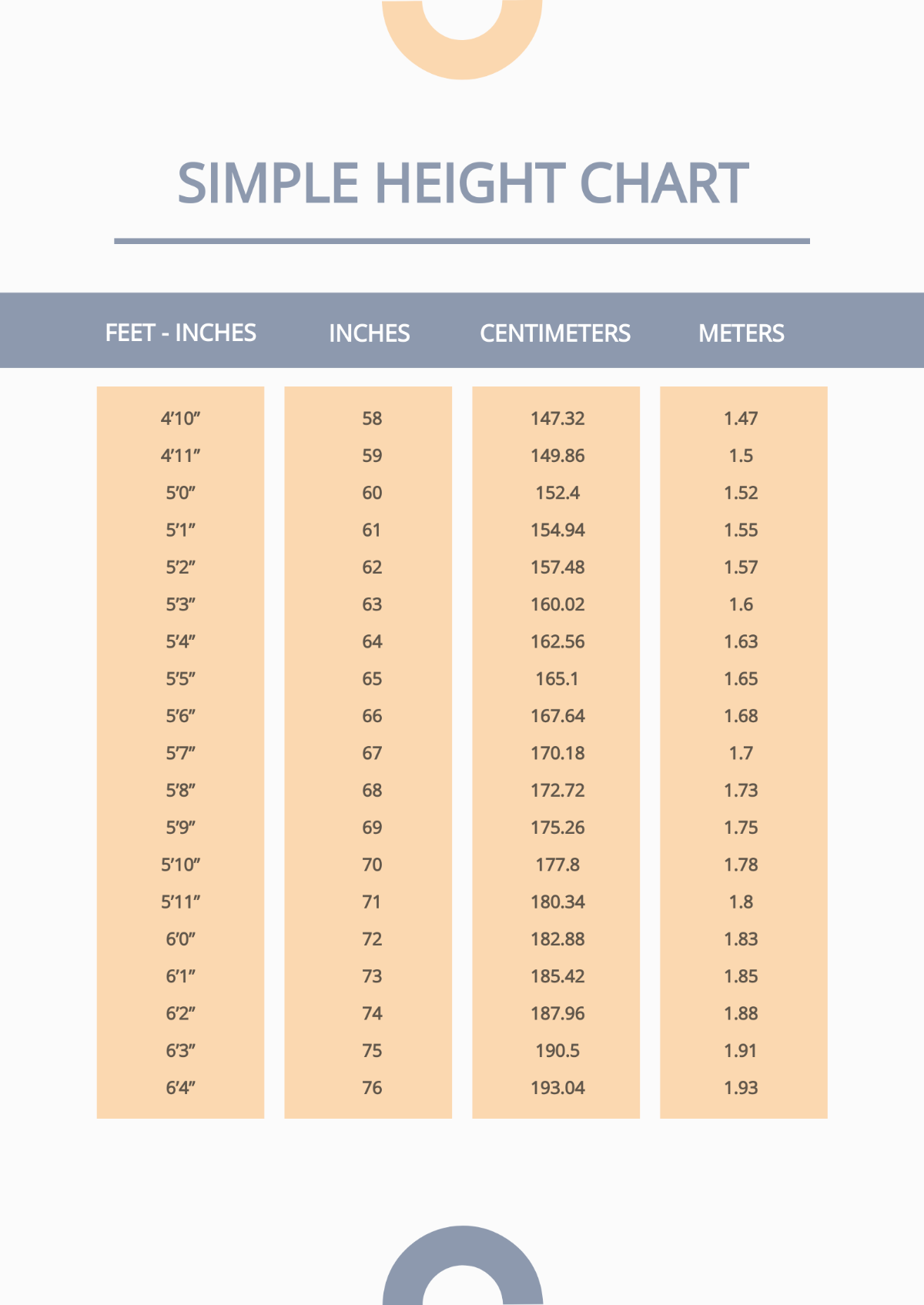 Simple Height Chart Template
