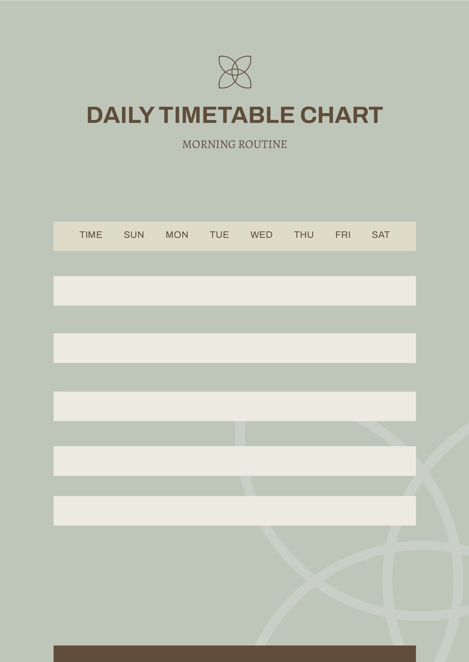 Daily Time Table Chart Template