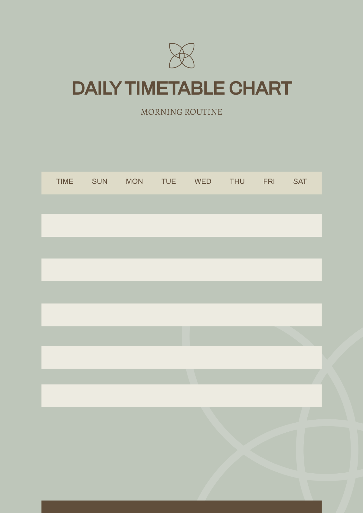 Daily Time Table Chart Template