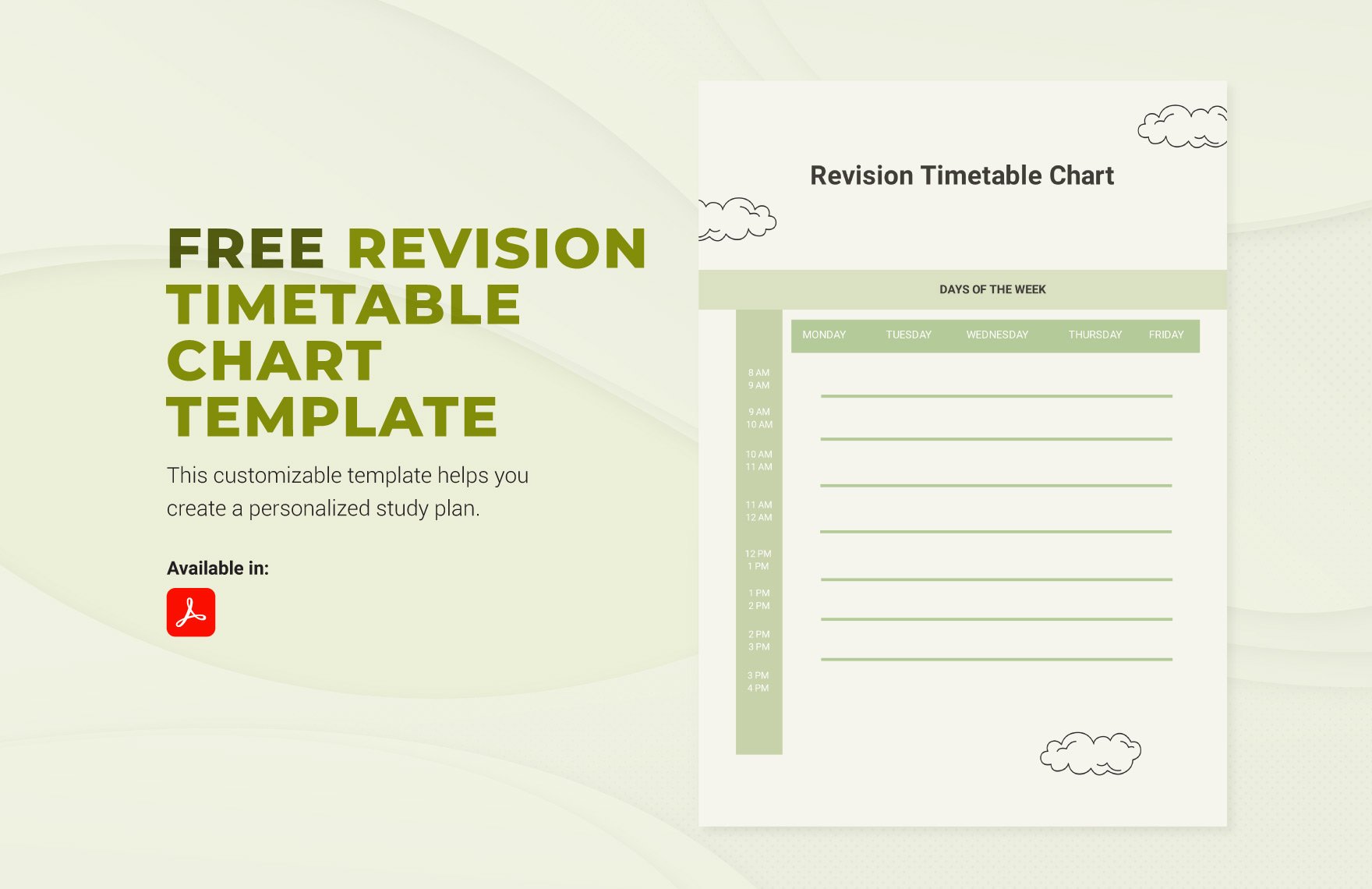 Revision Timetable Chart Template