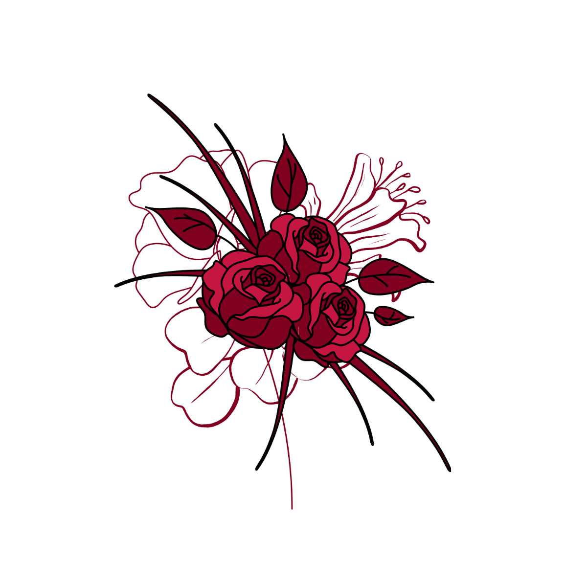 Burgandy Wedding Floral Clipart Template