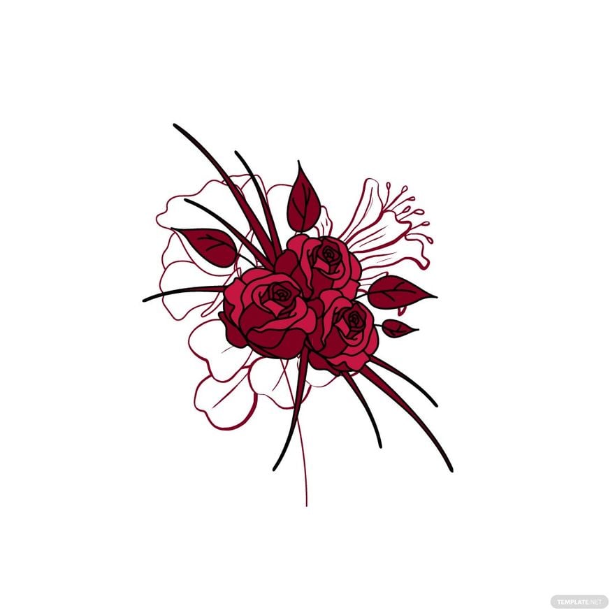 Free Burgandy Wedding Floral Clipart in Illustrator