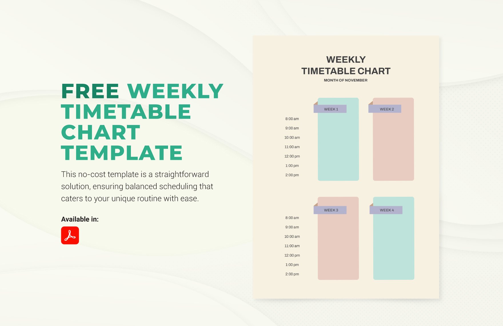 Weekly Timetable Chart Template