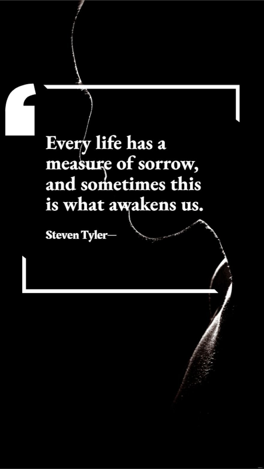 Steven Tyler - Every life has a measure of sorrow, and sometimes this is what awakens us.