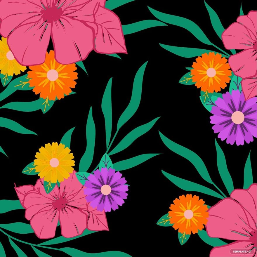 Free Vintage Tropical Floral Clipart in Illustrator