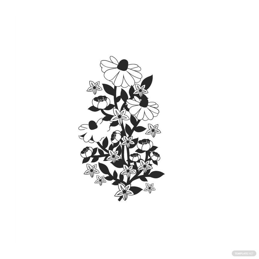 Black Floral Clipart in Illustrator