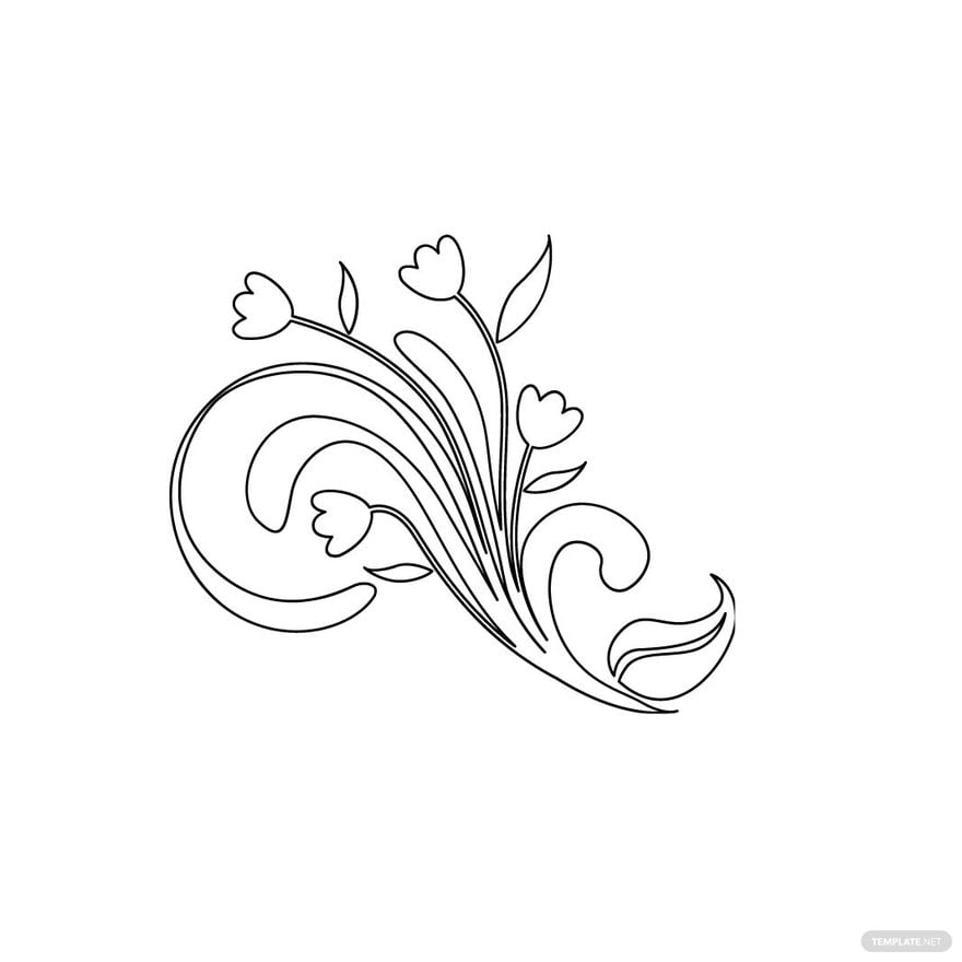 Free Decorative Swirl Floral Clipart in Illustrator