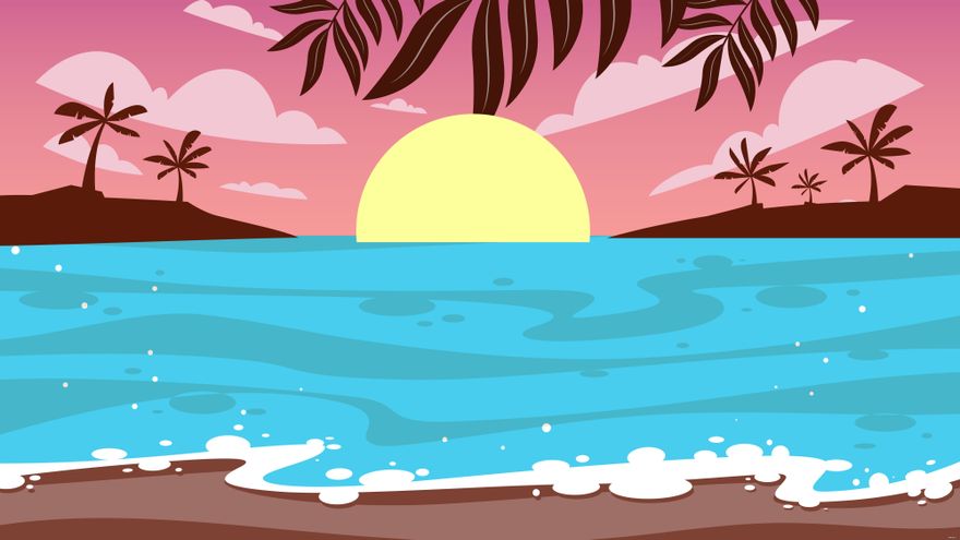 Sunset Beach Background in Illustrator, SVG, JPG, EPS, PNG - Download | Template.net