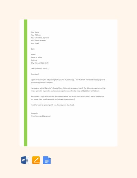 FREE Application letter for a Company Job Template - Word | Google Docs ...