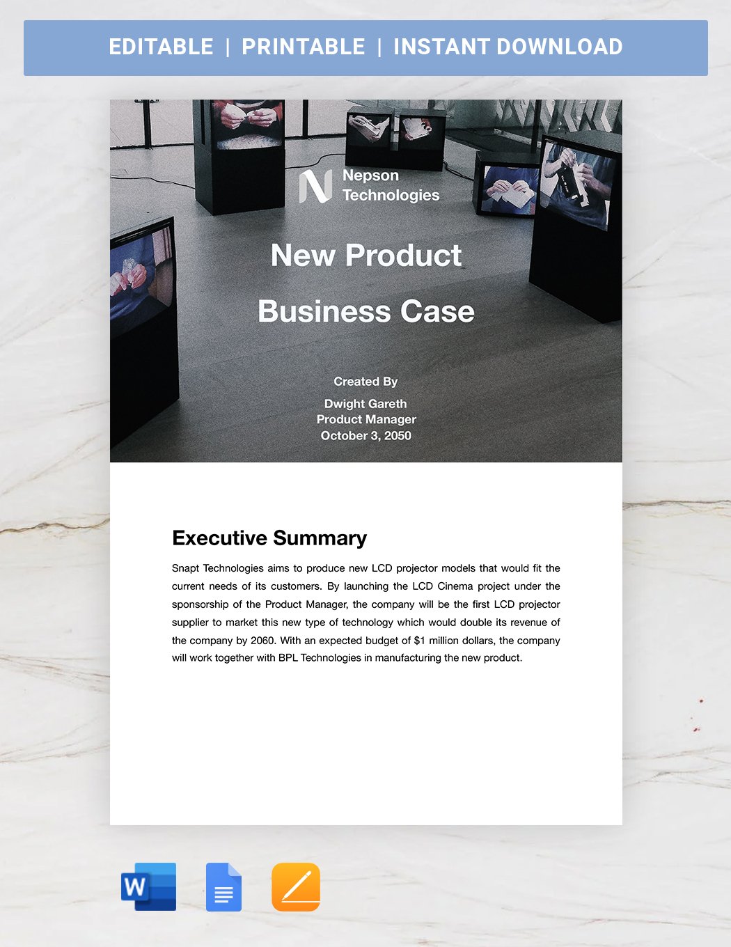New Product Business Case Template