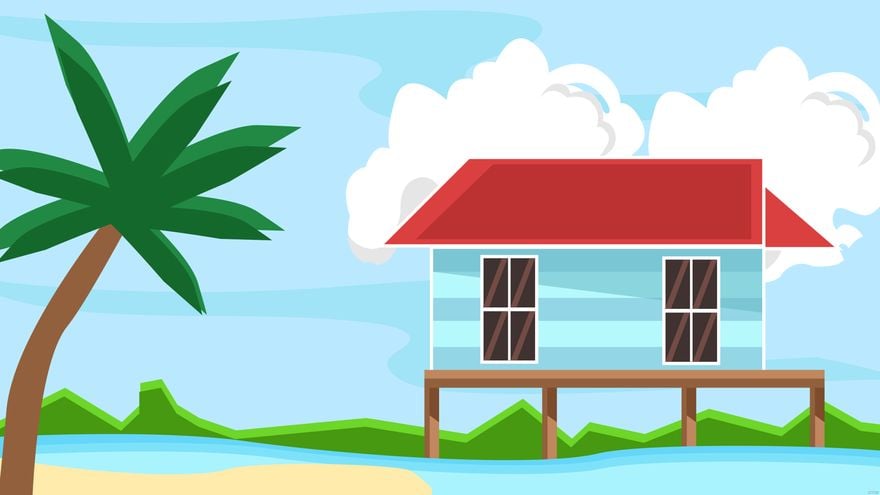 Free Beach House Background in Illustrator, EPS, SVG, JPG, PNG
