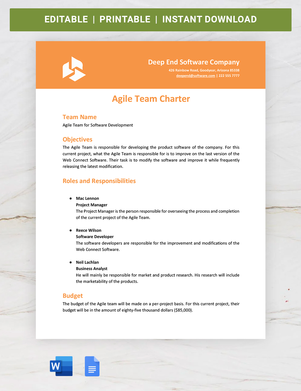 Free Agile Team Charter Template Download in Word, Google Docs