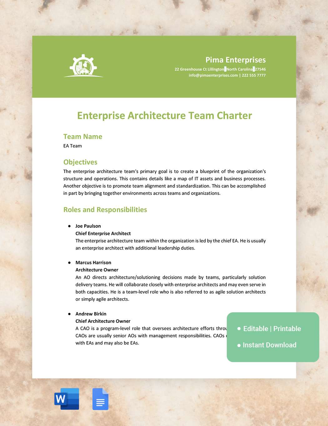 FREE Team Charter Word Template Download Template